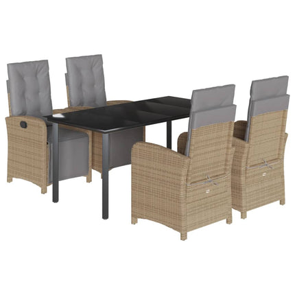 Matgrupp för trädgården med dynor 5 delar beige konstrotting