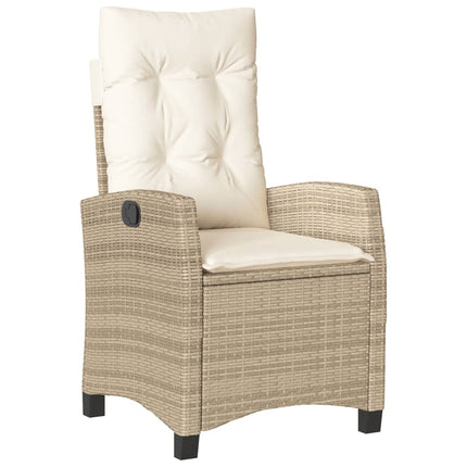 Matgrupp för trädgården med dynor 9 delar beige konstrotting