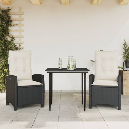 Matgrupp för trädgården med dynor 3 delar svart konstrotting