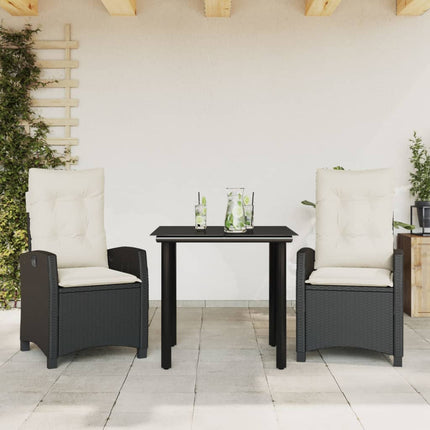 Matgrupp för trädgården med dynor 3 delar svart konstrotting