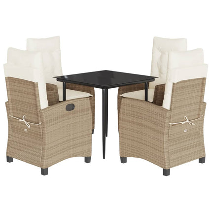 Matgrupp för trädgården med dynor 5 delar beige konstrotting