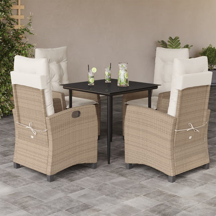 Matgrupp för trädgården med dynor 5 delar beige konstrotting