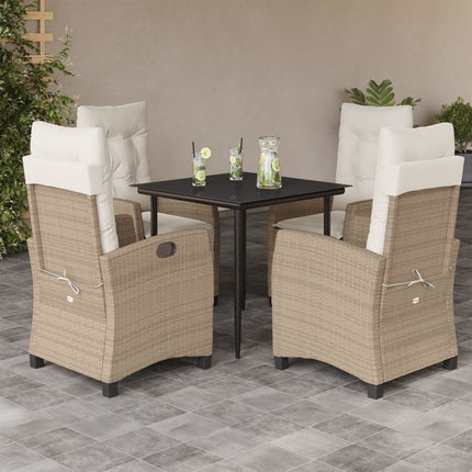 Matgrupp för trädgården med dynor 5 delar beige konstrotting