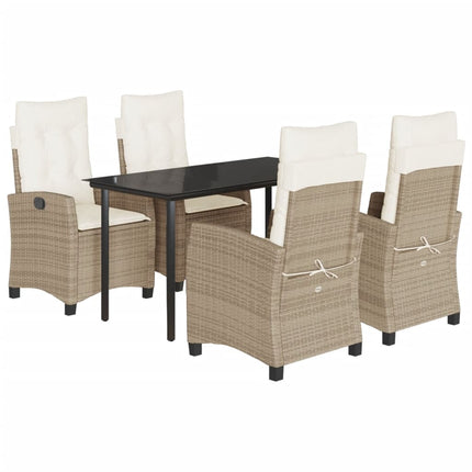 Matgrupp för trädgården med dynor 5 delar beige konstrotting