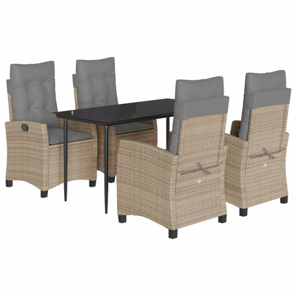 Matgrupp för trädgården med dynor 5 delar mixbeige konstrotting