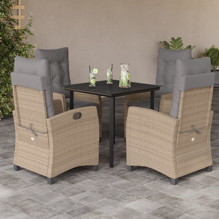 Matgrupp för trädgården med dynor 5 delar mixbeige konstrotting