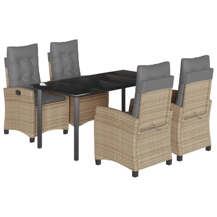 Matgrupp för trädgården med dynor 5 delar mixbeige konstrotting