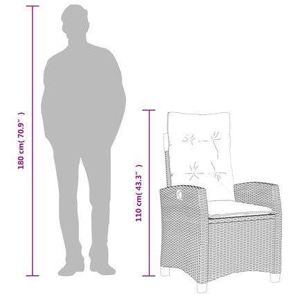 Matgrupp för trädgården med dynor 9 delar mixbeige konstrotting