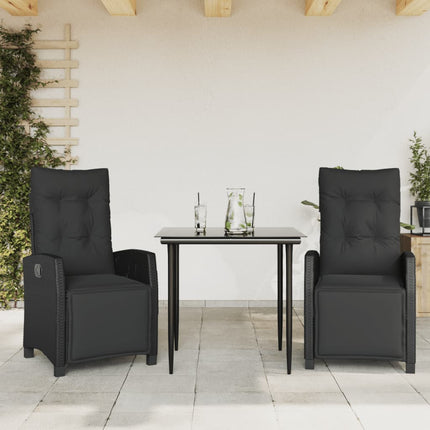 Matgrupp för trädgården med dynor 3 delar svart konstrotting