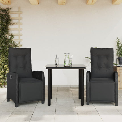 Matgrupp för trädgården med dynor 3 delar svart konstrotting