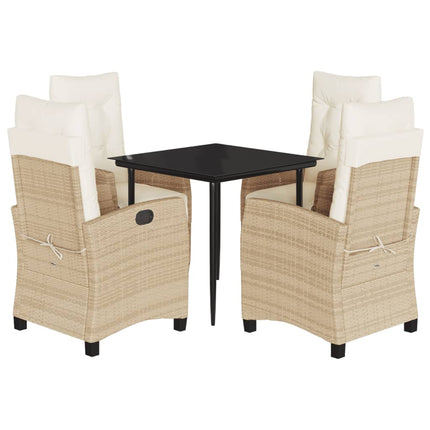 Matgrupp för trädgården med dynor 5 delar beige konstrotting