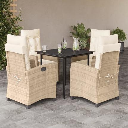 Matgrupp för trädgården med dynor 5 delar beige konstrotting