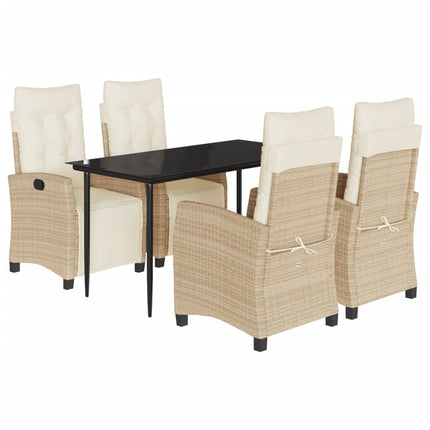 Matgrupp för trädgården med dynor 5 delar beige konstrotting