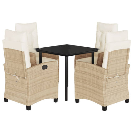 Matgrupp för trädgården med dynor 5 delar beige konstrotting