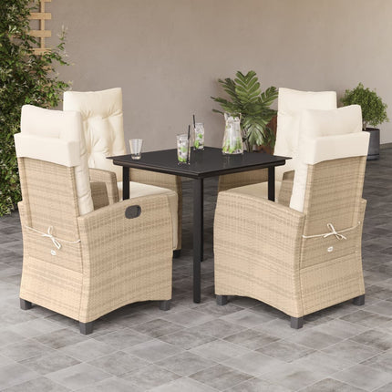 Matgrupp för trädgården med dynor 5 delar beige konstrotting