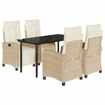 Matgrupp för trädgården med dynor 5 delar beige konstrotting