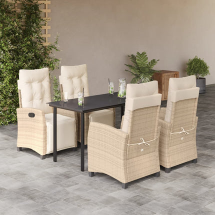 Matgrupp för trädgården med dynor 5 delar beige konstrotting