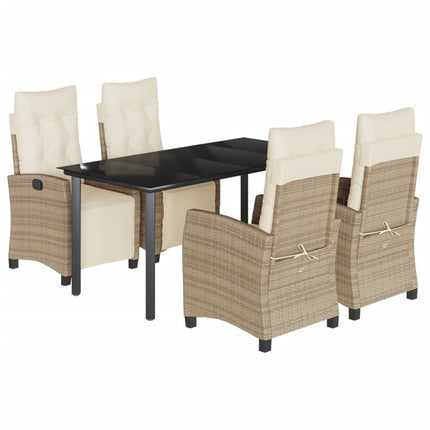 Matgrupp för trädgården med dynor 5 delar beige konstrotting