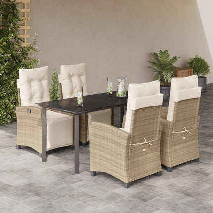 Matgrupp för trädgården med dynor 5 delar beige konstrotting