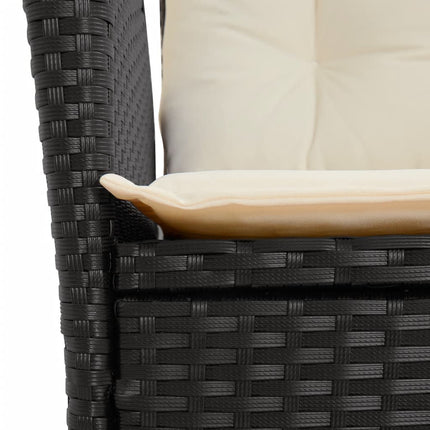 Matgrupp för trädgården med dynor 7 delar svart konstrotting