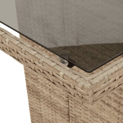 Matgrupp för trädgården med dynor 9 delar beige konstrotting