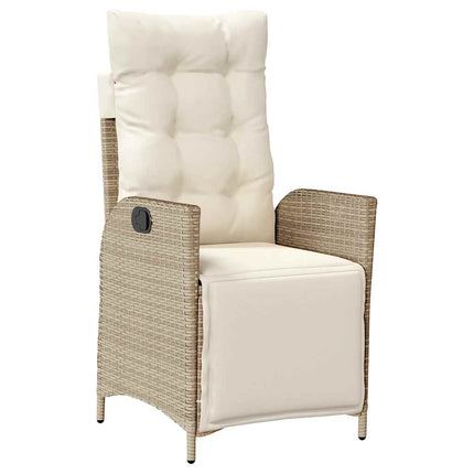 Matgrupp för trädgården med dynor 9 delar beige konstrotting