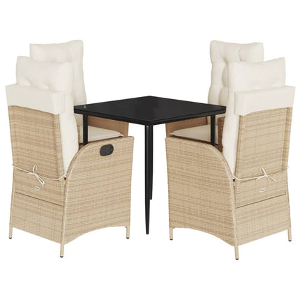 Matgrupp för trädgården med dynor 5 delar beige konstrotting