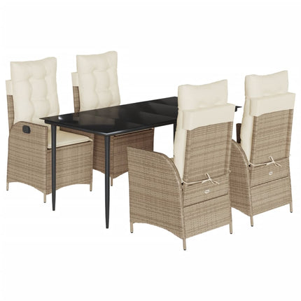 Matgrupp för trädgården med dynor 5 delar beige konstrotting