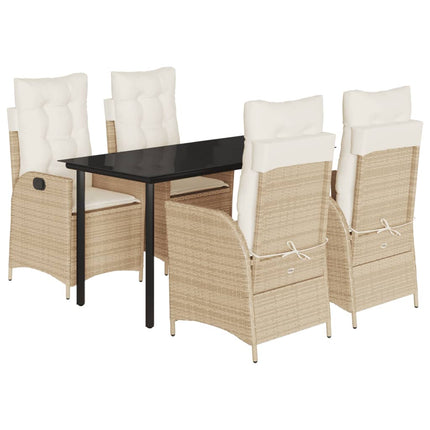 Matgrupp för trädgården med dynor 5 delar beige konstrotting
