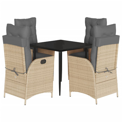 Matgrupp för trädgården med dynor 5 delar beige konstrotting