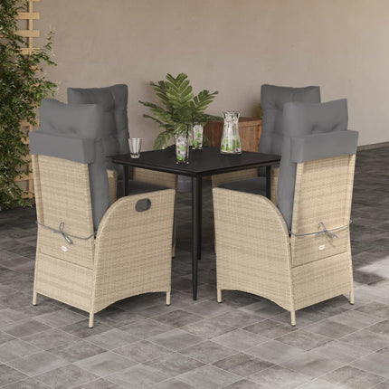 Matgrupp för trädgården med dynor 5 delar beige konstrotting