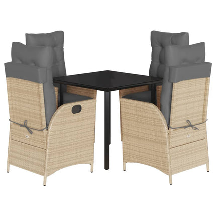 Matgrupp för trädgården med dynor 5 delar beige konstrotting