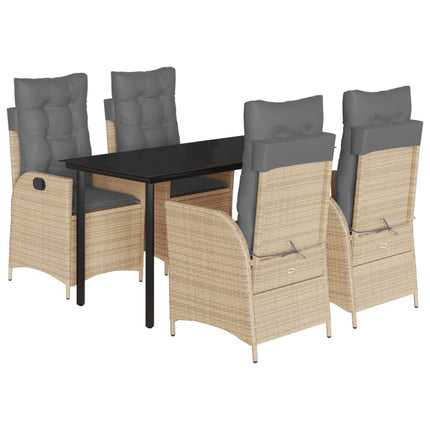 Matgrupp för trädgården med dynor 5 delar beige konstrotting