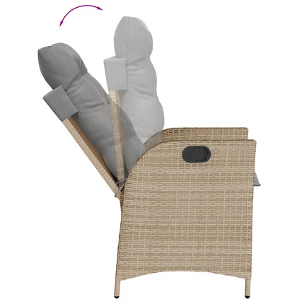 Matgrupp för trädgården med dynor 9 delar beige konstrotting