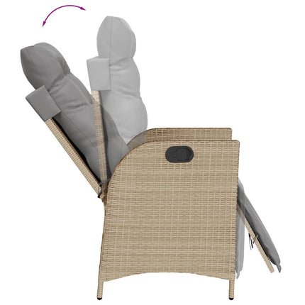 Matgrupp för trädgården med dynor 9 delar beige konstrotting