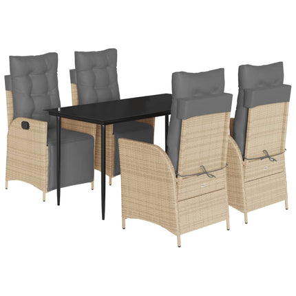 Matgrupp för trädgården med dynor 5 delar mixbeige konstrotting