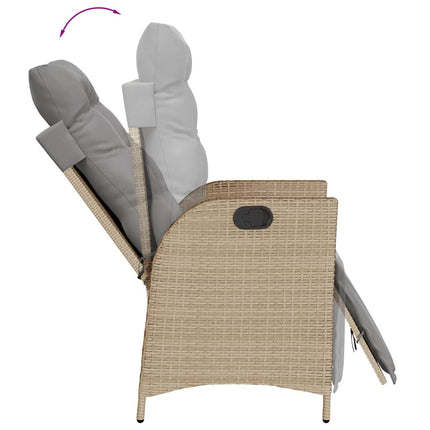 Matgrupp för trädgården med dynor 7 delar mixbeige konstrotting