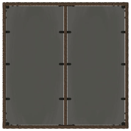 Trädgårdsbord med glasskiva brun 90x90x75 cm konstrotting
