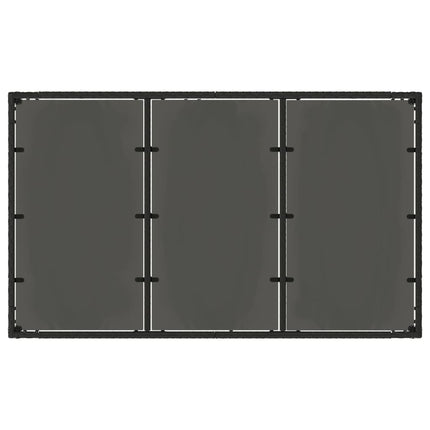 Trädgårdsbord med glasskiva svart 150x90x75 cm konstrotting