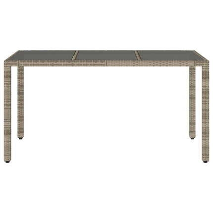 Trädgårdsbord med glasskiva grå 150x90x75 cm konstrotting