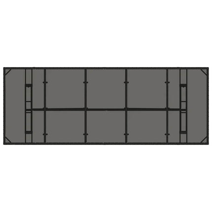 Trädgårdsbord med glasskiva svart 240x90x75 cm konstrotting