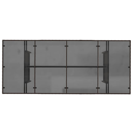 Trädgårdsbord med glasskiva brun 190x80x75 cm konstrotting