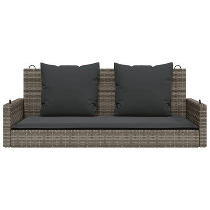Gungbänk med dynor grå 119x56x48 cm konstrotting