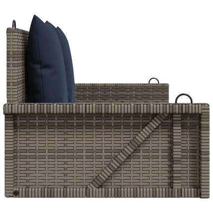 Gungbänk med kuddar grå 119x56x48 cm polyrotting