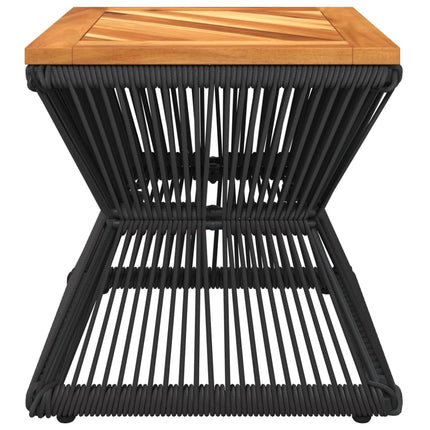 Soffbord med trådfot svart 38x38x38 cm massivt akaciaträ