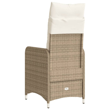 Justerbar trädgårdsstol med dynor beige konstrotting