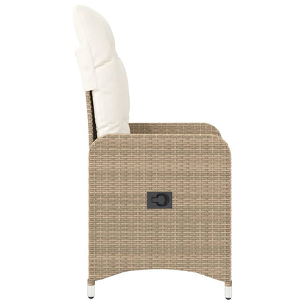 Justerbara trädgårdsstolar 2 st med dynor beige konstrotting