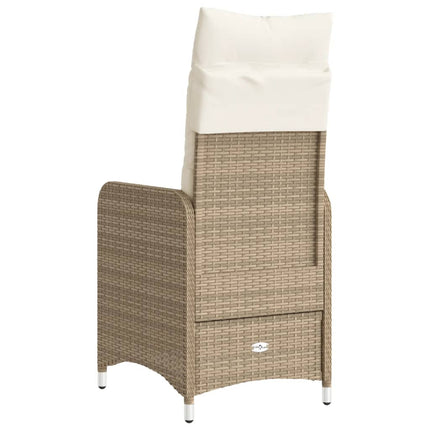 Justerbara trädgårdsstolar 2 st med dynor beige konstrotting