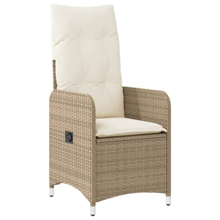 Justerbara trädgårdsstolar 2 st med bord beige konstrotting