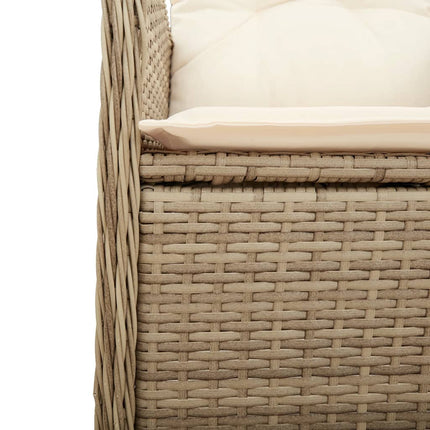 Justerbara trädgårdsstolar 2 st med bord beige konstrotting